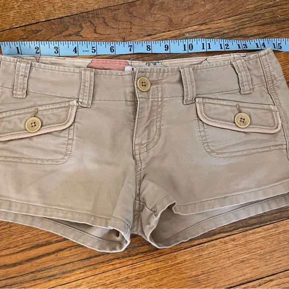 Hollister Vintage Y2K Micro Shorts Sz XS Ultra Low Rise Mini Cheeky Brats Twill - Picture 5 of 10